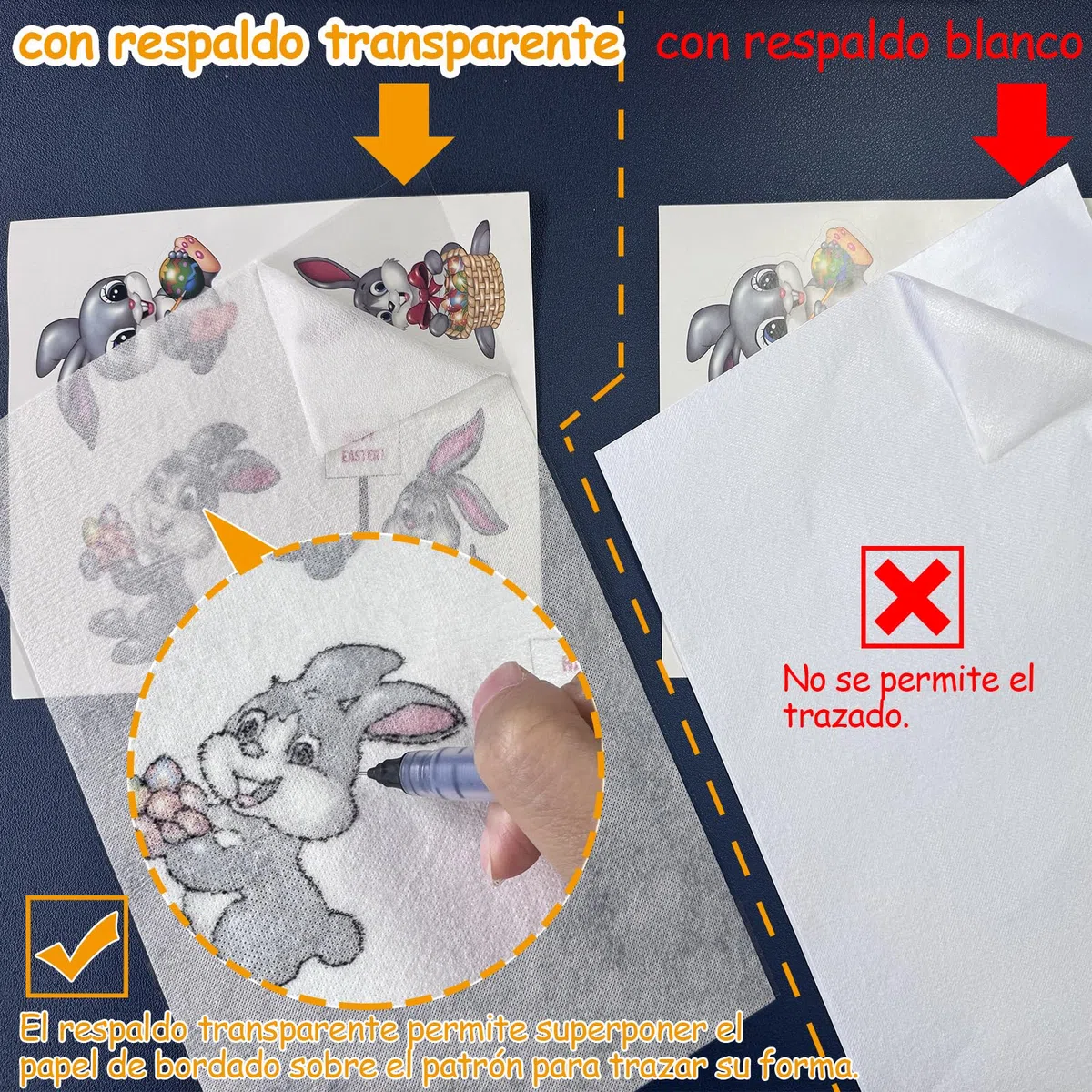 20 Unidades Estabilizadores A4 29,7x21cm, Papel Trazado Transferible soluble en agua Autoadhesivo, Reverso Transparente, Imprimible y Dibujable para Bordado Mano, Máquina, Punto de Cruz