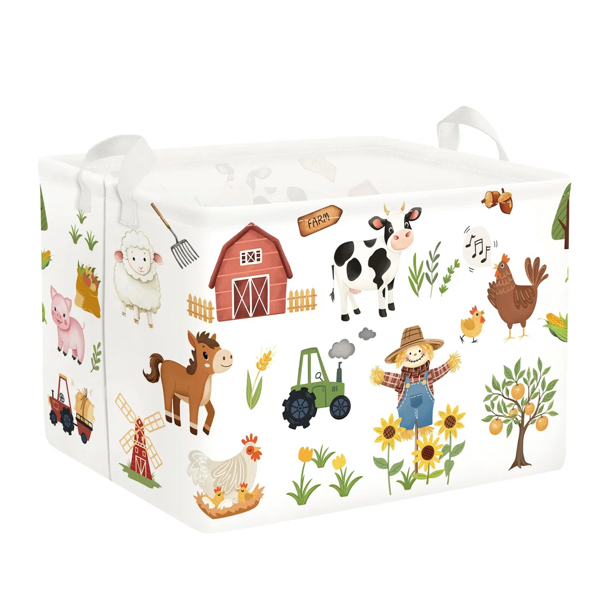 Clastyle Cestos Almacenaje Infantil Animales de Granja Cesta Ropa Sucia Plegable para Habitación Bebé Dormitorio Cajas de Almacenaje Juguetes para Chico Chica, Girasoles, 40x30x30 cm