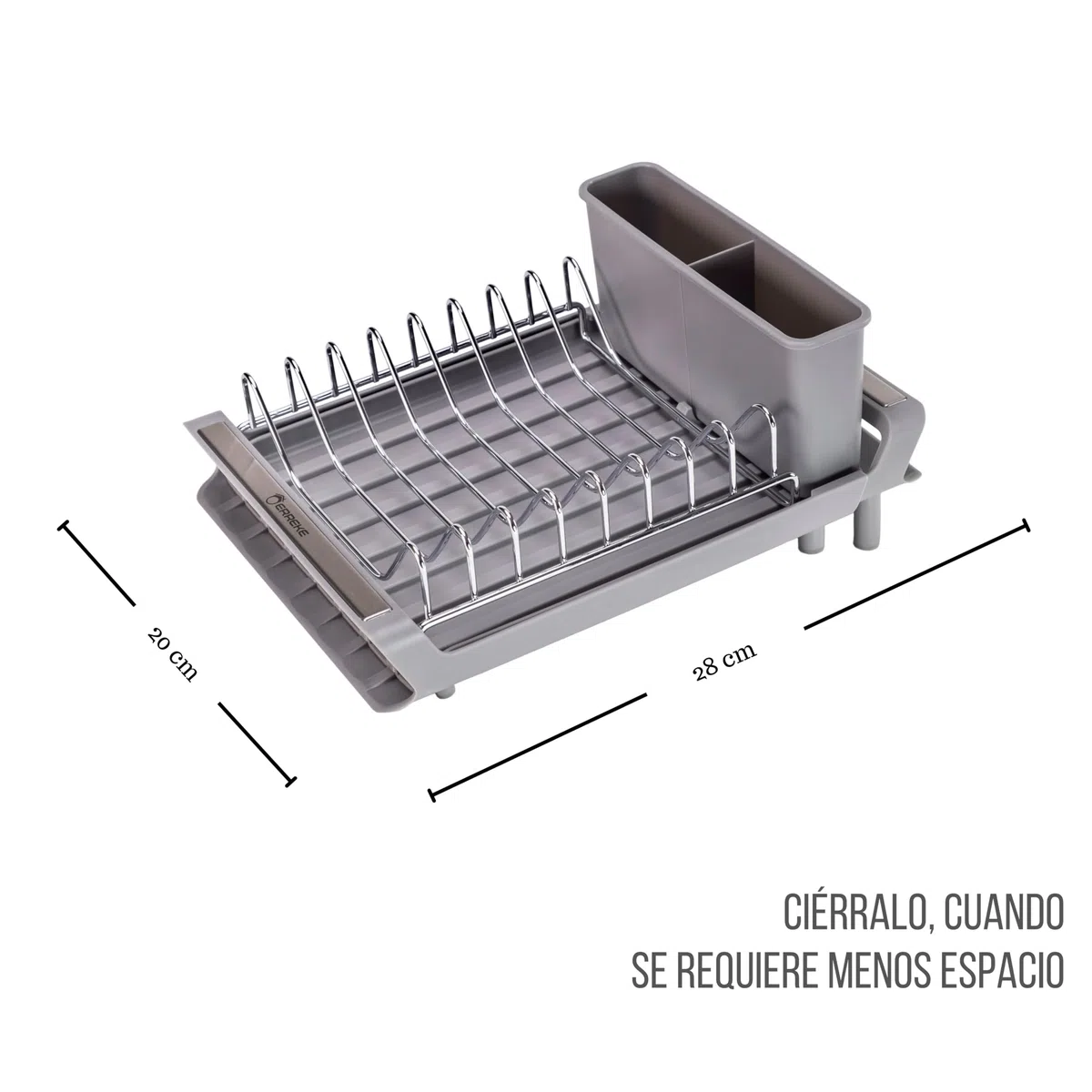 Erreke Escurreplatos Plegable, Escurridor de Platos, Drena al Fregadero, Rejilla de Acero Inoxidable, Escurre Platos Pequeño Compacto Encimera Cocina, Escurreplatos sobre Fregadero, 28x20 cm (Gris)
