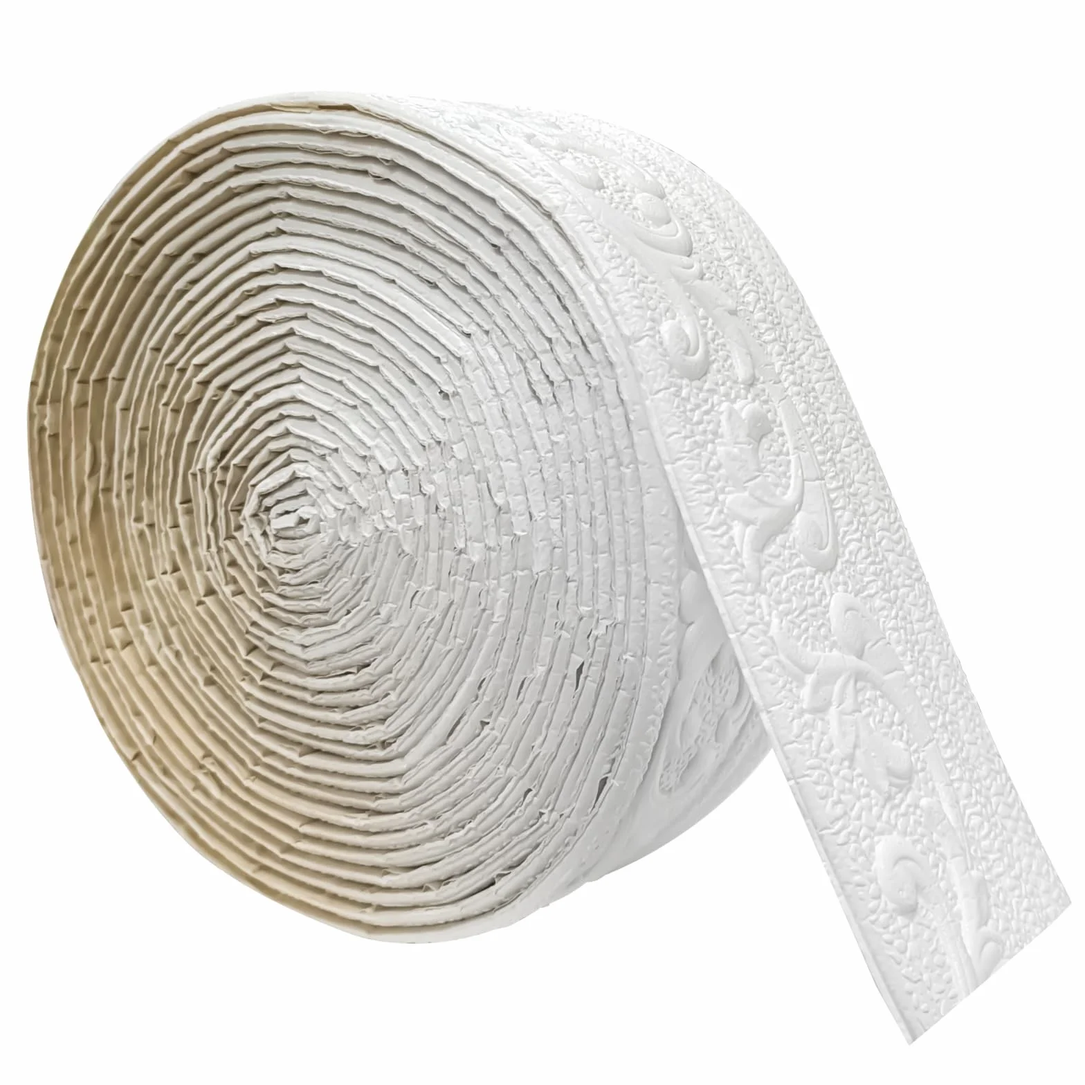Cenefa Adhesiva para Pared 10mx8cmx5mm,Cenefas Adhesivas para Paredes Suave e Impermeable, Molduras Decorativas Adecuado para Pasillos, Murales, Techos, Esquinas, Líneas, Paredes(Blanco)