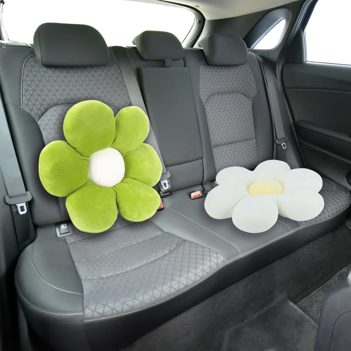 QKURT 2 Almohadas de Flores, Almohada de Piso con diseño de Flores, Cojín con Forma de Margarita, Cojín de pétalo Suave y Esponjoso para el hogar Sofá Coche(Verde)