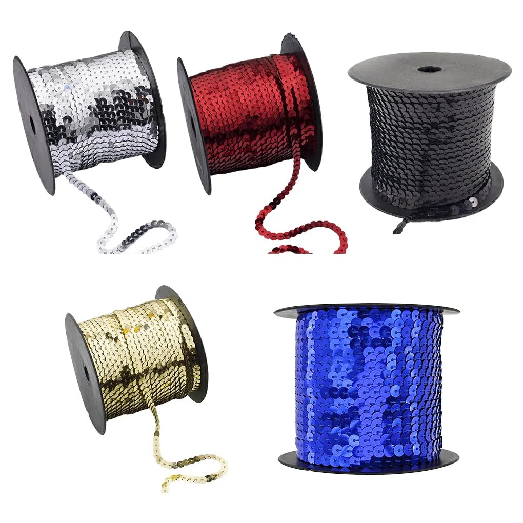 Ailan Cinta Vip, tiras brillantes brillantes, cinta elástica de lentejuelas de 100 yardas, cinta brillante para manualidades, tiras brillantes ABS, A, 6mm 100 yardas