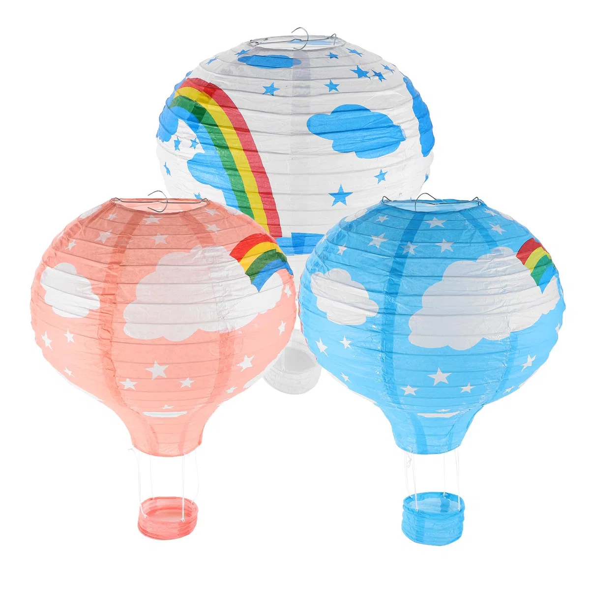 Papel Colgantes Reutilizables y Fáciles de Colgar Forma de Aerostático Pack de 3 Piezas Decoración Única para Bodas y Fiestas al Aire Libre