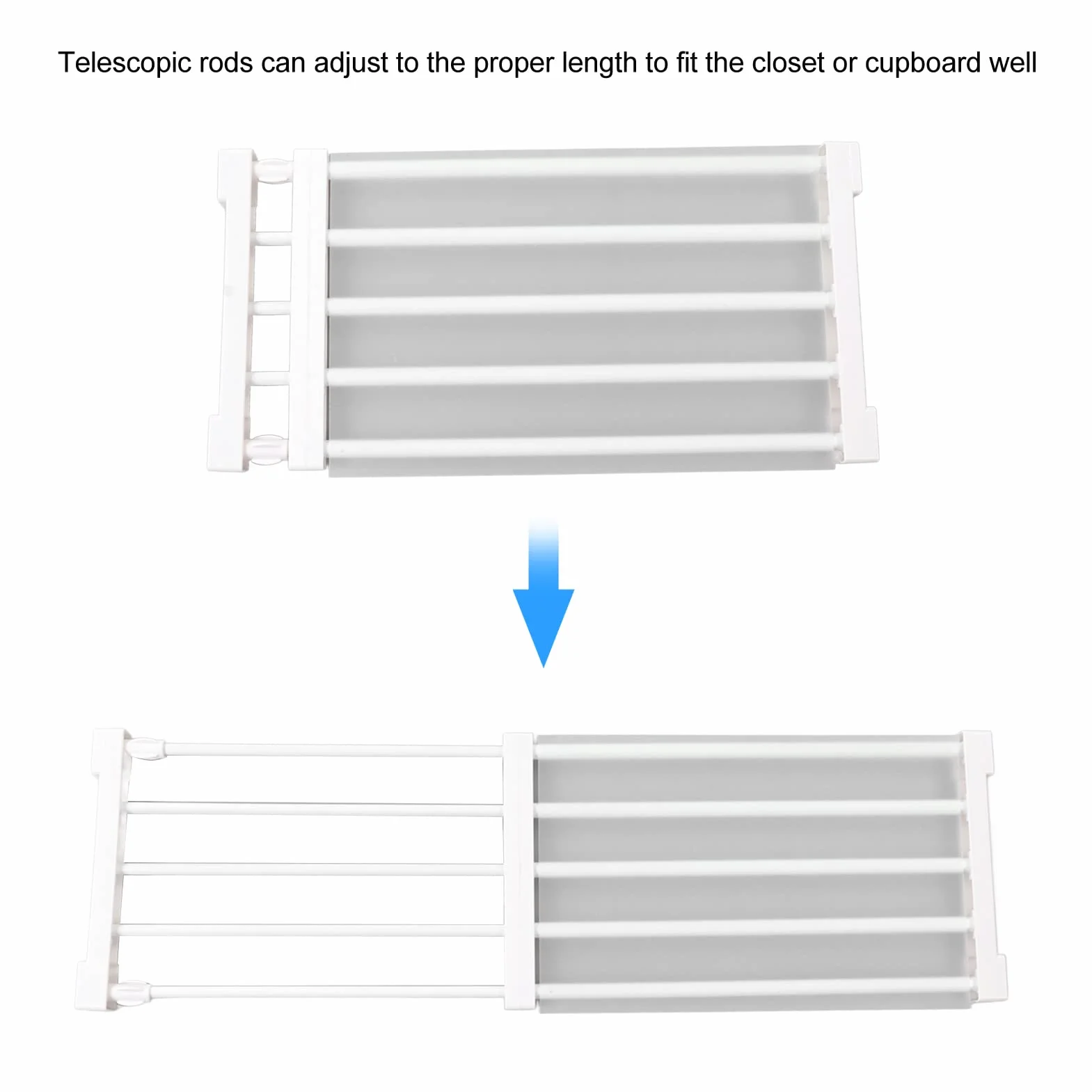 Estante de Tensión para Armario, Divisor de Gabinete Expandible, Longitud Ajustable 50-80 cm, Soporte de Carga 0-20 kg