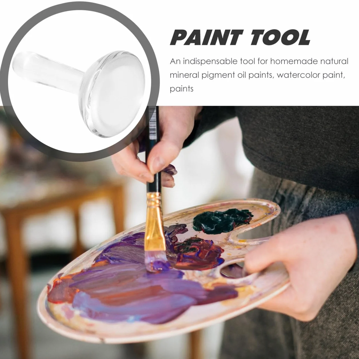 Pintador y pigmento de vidrio para óleo Acuarela Mango ergonómico para artistas