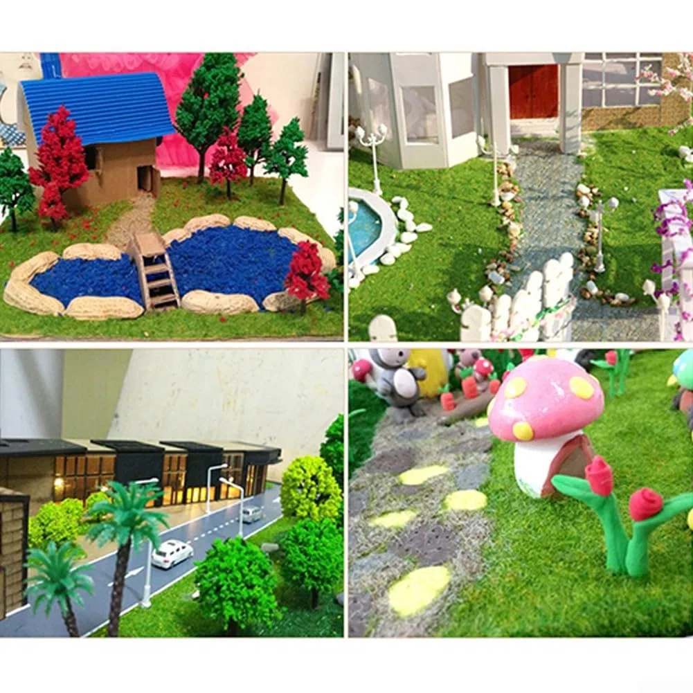 Polvo de hierba artificial de nailon de 500 g para modelo, ferrocarril y diorama paisajismo con textura de hierba de 3 mm, adecuado para varios entornos de modelos a escala (500 g)
