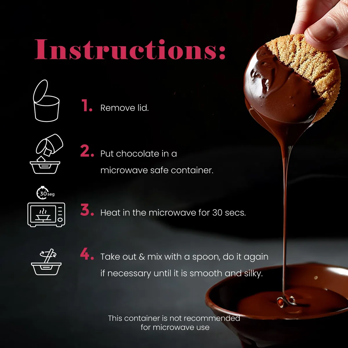 OH! Mai Chocolate Fondue Tarro de 220 gr, Fuente de Fondue de Cacao para derretir en microondas para Frutas, Galletas, Dulces o Bocadillos, fabricado en España (paquete de 3)