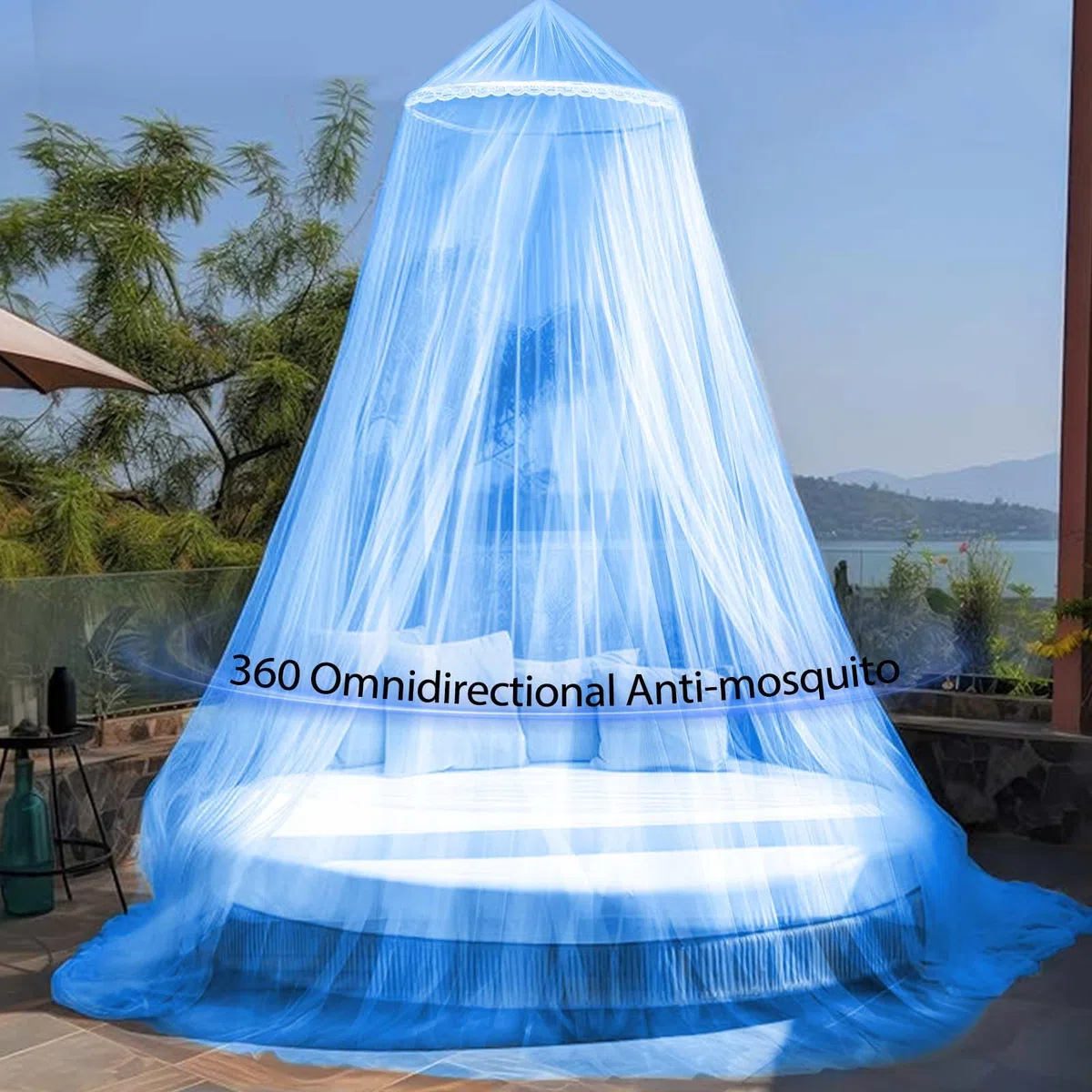 Mosquitera Cama 60x250x1100cm,Mosquitera para Cama,Dosel Cama Niña Azul,Mosquito Net para en Casa Interior al Aire Libre