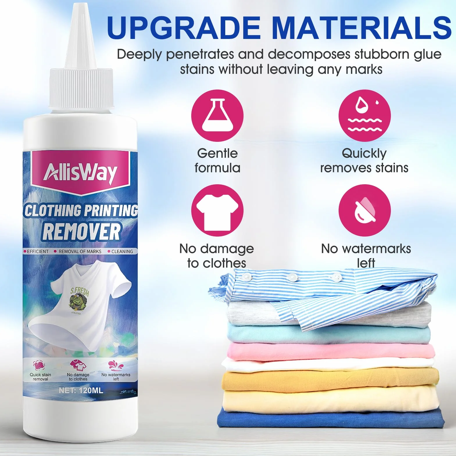 DTF Remover para Camisetas, Eliminador de Estampados de Ropa, Eliminación Rápida de Manchas, Suave con la Ropa, Perfecto para Eliminar Impresiones de Textiles, 120 ml