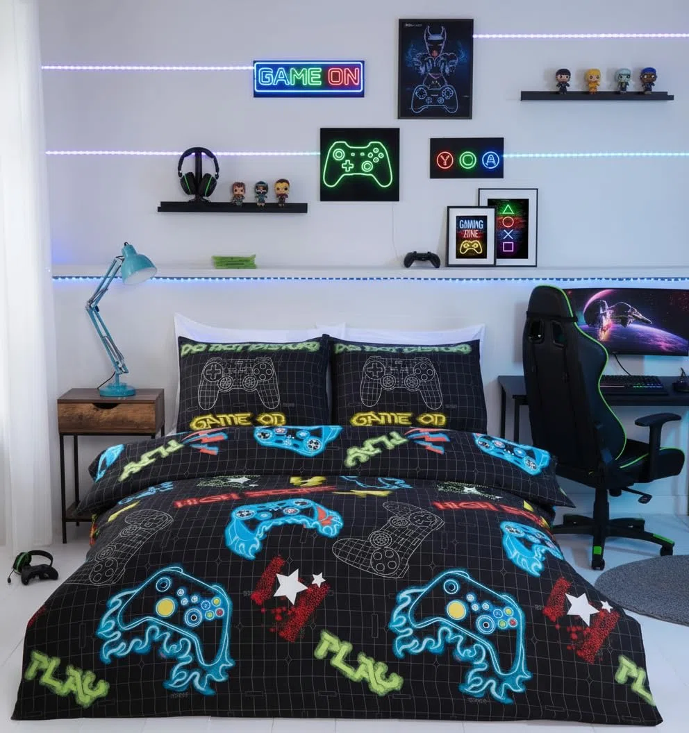 Rapport Home Gamer - Juego de Funda de edredón de Microfibra para Cama Individual