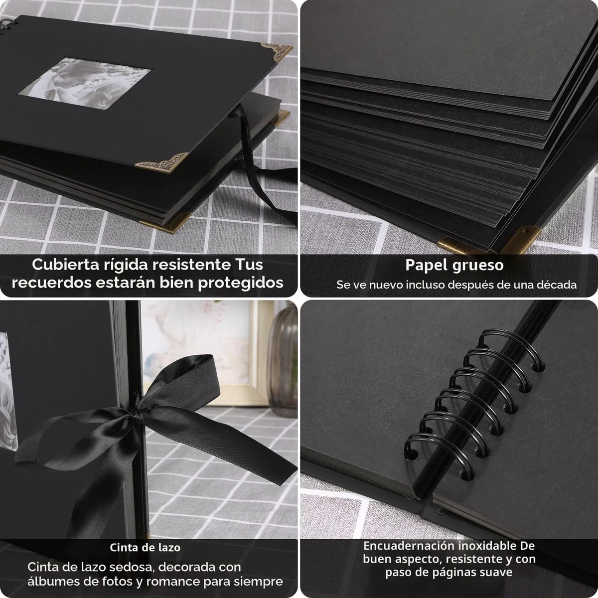 DazSpirit Album Fotos Scrapbook 29,5 X 21cm Album Fotos Para Pegar Y Escribir, Libro de Firmas 80 Páginas, 40 Hojas, Con 6 Bolígrafos Metálicos, Albunes para Fotos Cumpleaños Y Bodas (Negro)