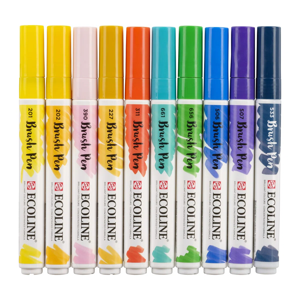 Ecoline Brush Pen Set de 10 Rotuladores de Acuarela Líquida - Tonos Illustrador | Rotuladores Mezclables para Rotulación a Mano, Dibujo y Manualidades
