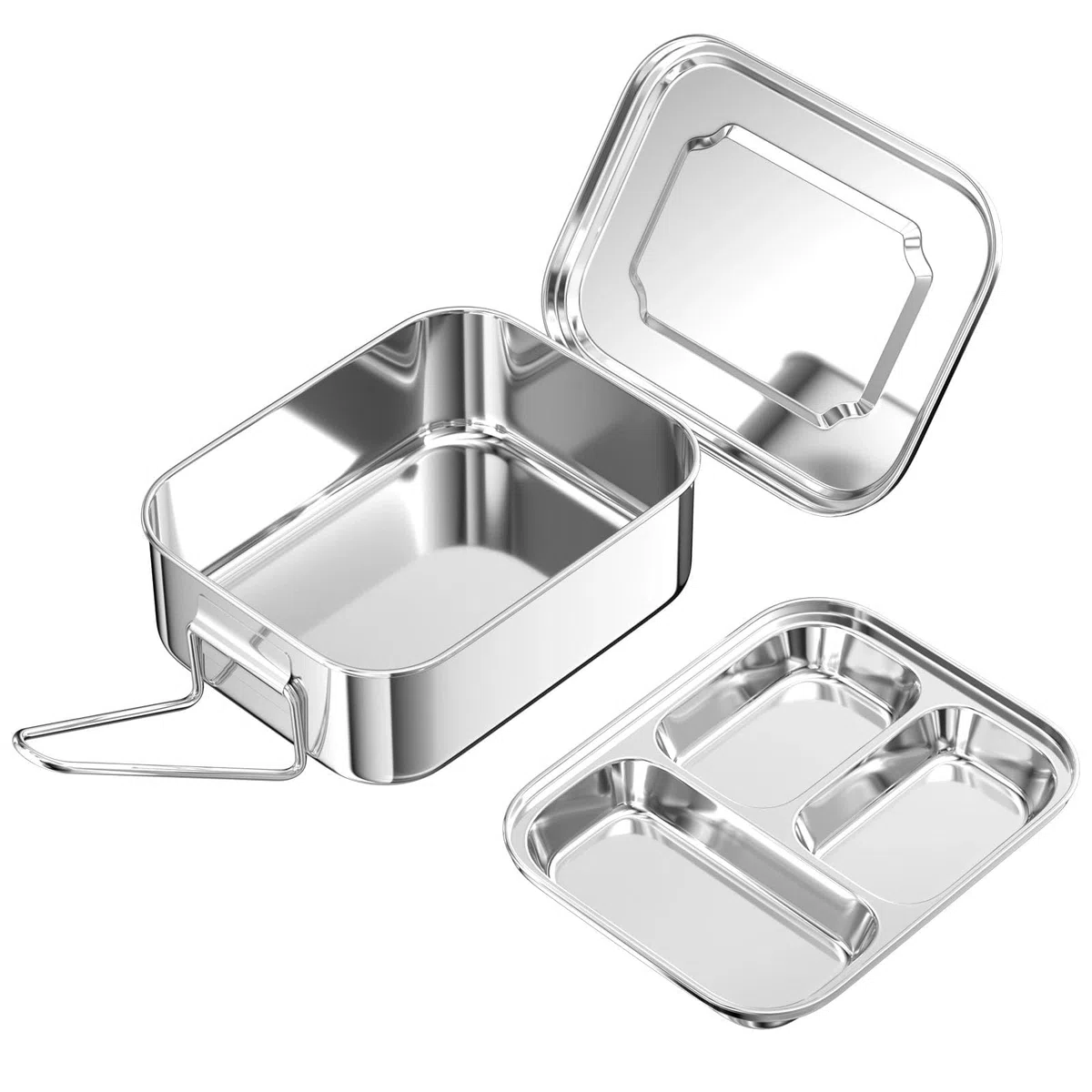 Fiambrera de Acero Inoxidable, Loncheras, Lonchera Lunch box, Contenedores Bento, Caja de Comida, Cajas Almacenamiento Contenedor de Aperitivos con Compartimentos para el Trabajo, Picnics