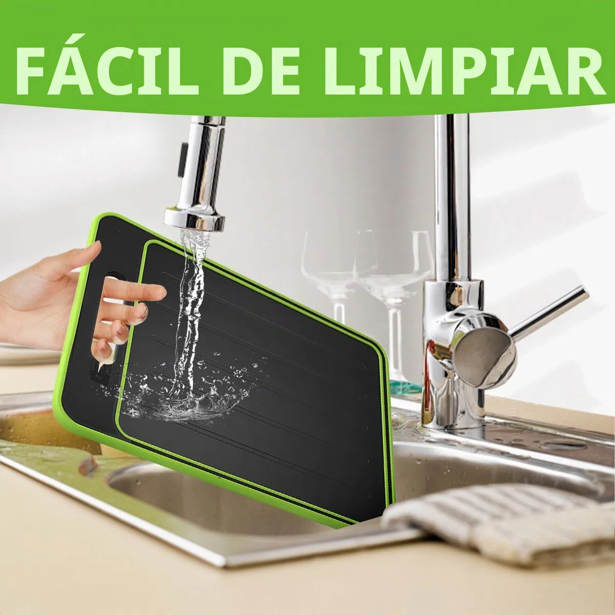 Tabla de Descongelación 4 en 1, Bandejas de Descongelación Rápida, Frost Away Tabla de Cortar con Función de Descongelación, con Descongelación, Corte, Rallador de Especias y Afilador de Cuchillos