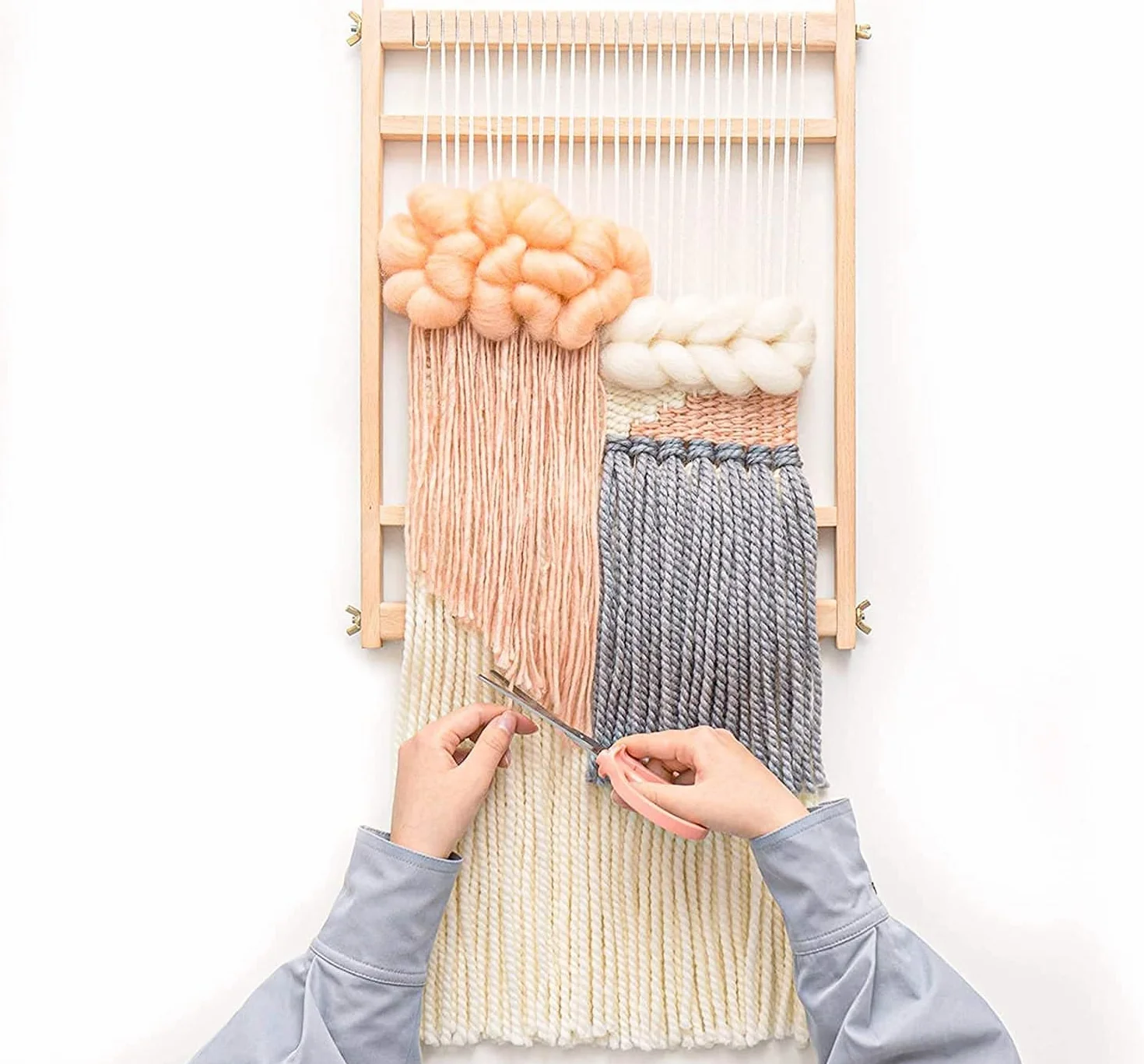 Knewmart Telar de madera para principiantes, 39 x 25 cm con kit de tejido
