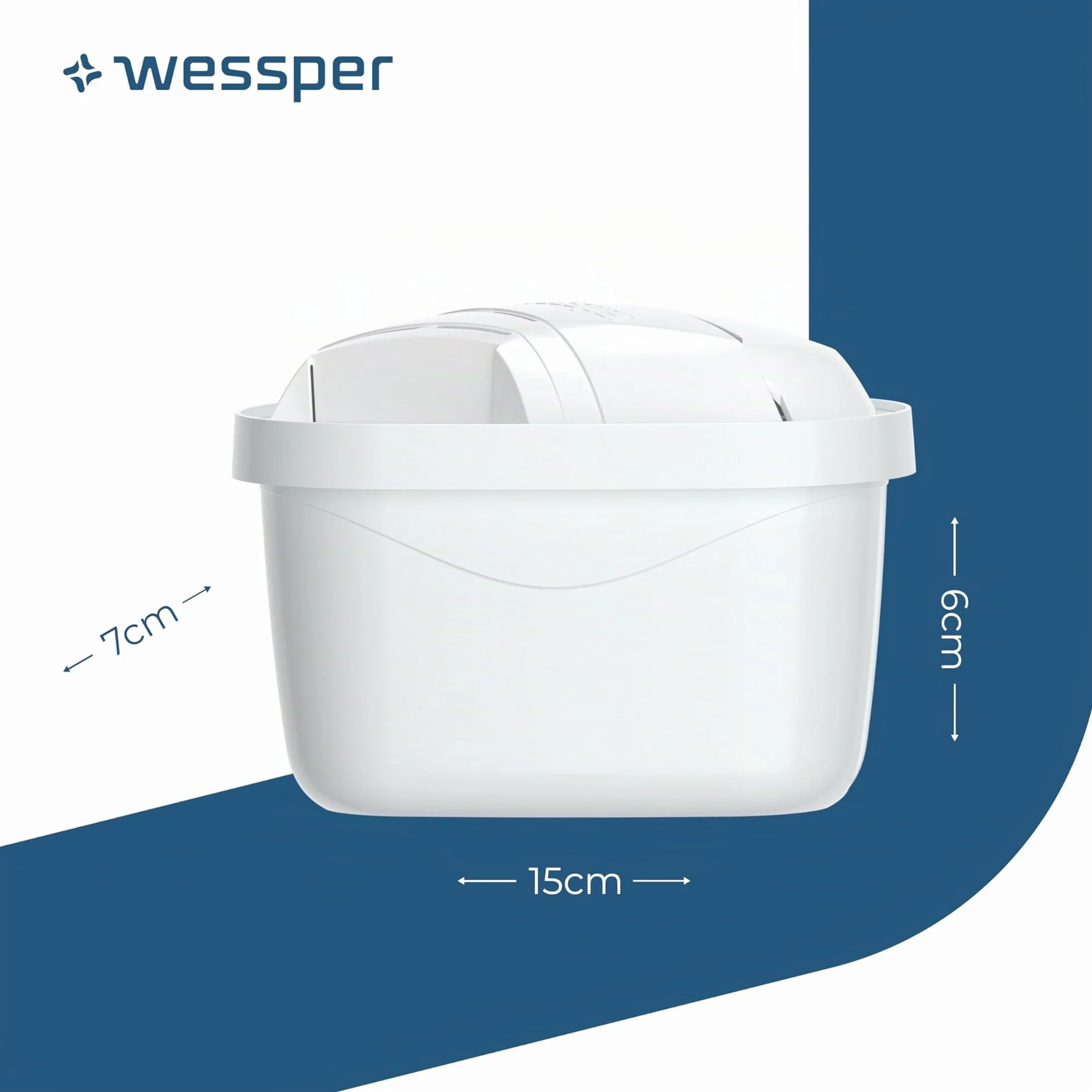 Wessper Cartucho filtro de agua para jarra, filtros con carbón activo y resina ionizante, PIN adicional compatible con brita jarra, recambio para jarras Dafi, Wessper, Philips - 6 Piezas