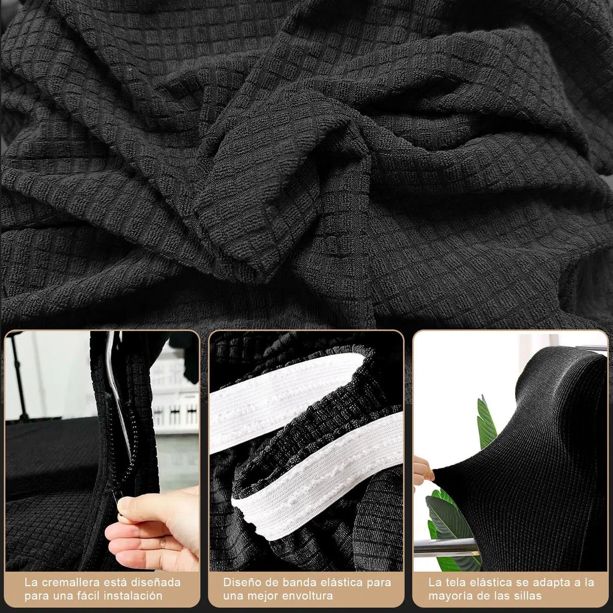 ZOCONE Ajustable Funda Silla Oficina con Fundas para Brazos Elástica Universal Funda Silla Escritorio con Cremallera y Correas Elásticas, para Proteger contra el Polvo y Protección (Negro)
