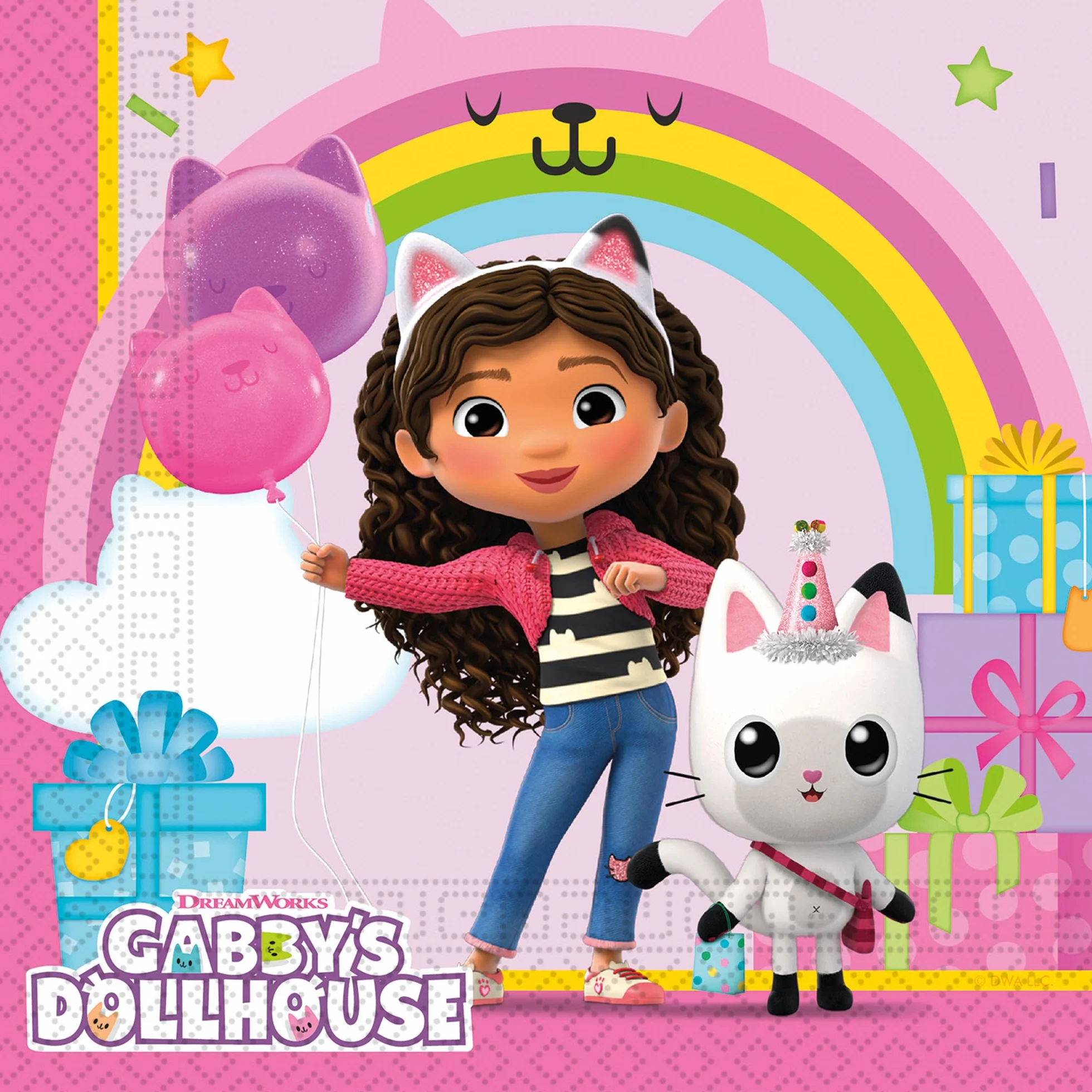 Procos PRO10245291DY - Set de fiesta S Gabby's Dollhouse, set de 52 piezas, platos, vasos, servilletas, vajilla desechable, juego de vajilla