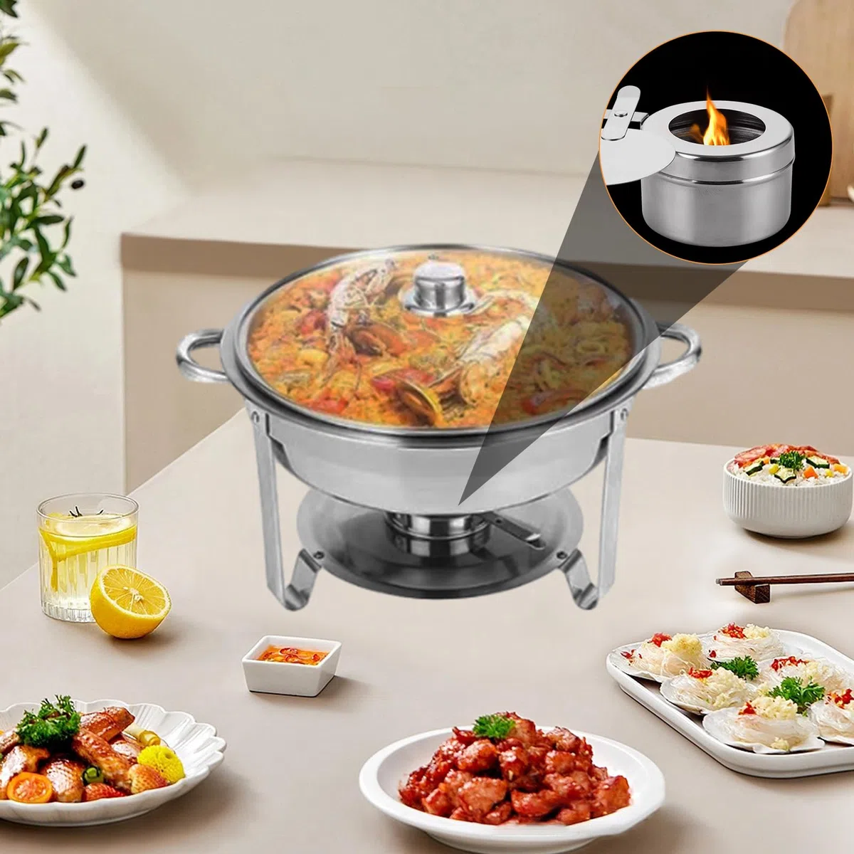 4 recipientes para pasta de combustión con tapa, pasta de combustión para recipientes calientes, quemador de fondue de acero inoxidable, quemador de espíritu para pasta de combustión