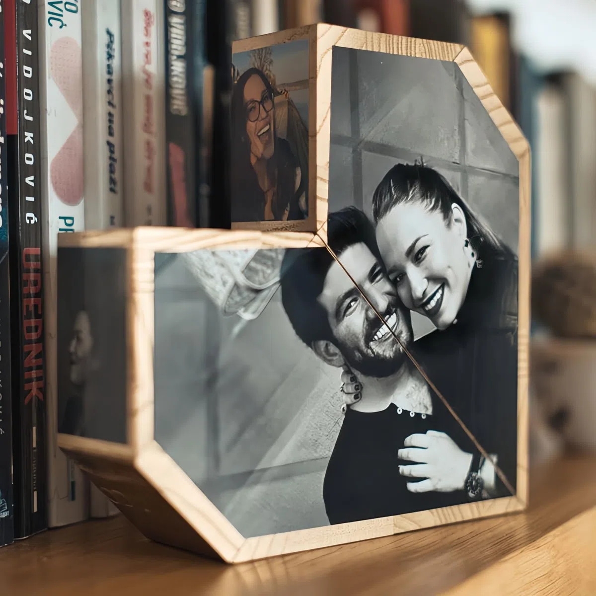Drawelry Personalizado Cubo de Fotos Álbum con 6/9 Imágenes impresión Marco Foto Forma Mágico Plegables Decoración Giratorio Navidad Regalos para Familiare Amigos Padres Hijos Mascota Boda Viaje (H)