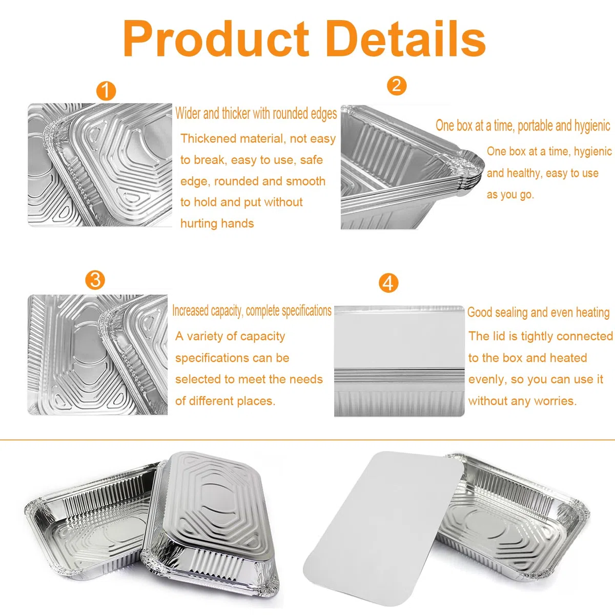 20 Piezas Bandeja aluminio con Tapas,Bandejas para Hornear de Papel de Aluminio,31 x 21 x 5cm Bandejas para el Horno y el Congelador-Bandejas Grandes de Aluminio