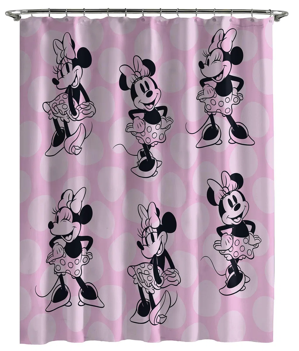 Disney Minnie Mouse - Cortina de ducha (178 x 182 cm), color rosa