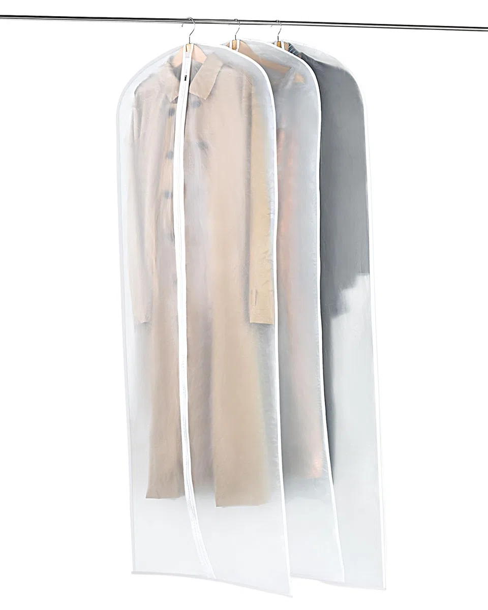 OTraki 3 Piezas Fundas Ropa Armario, 60 x 180cm Funda Traje Hombre Funda Largo Mujer para Viaje con Cremallera , Transparente Bolsas de Traje con Cremallera Impermeables con Humedad para Vestidos