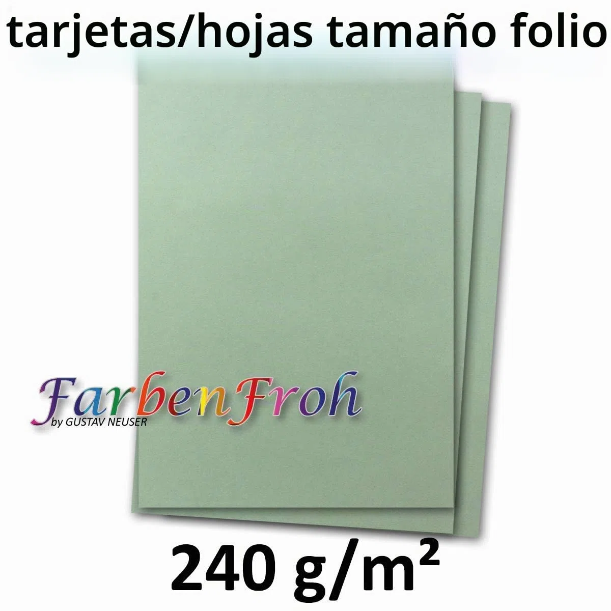 FarbenFroh - Lote de 50 Hojas de Papel DIN A4, 240 g/m², 21 x 29,7 cm, Eucalipto (Verde) - Cartulina Fina y Gruesa, Papel Para Manualidades