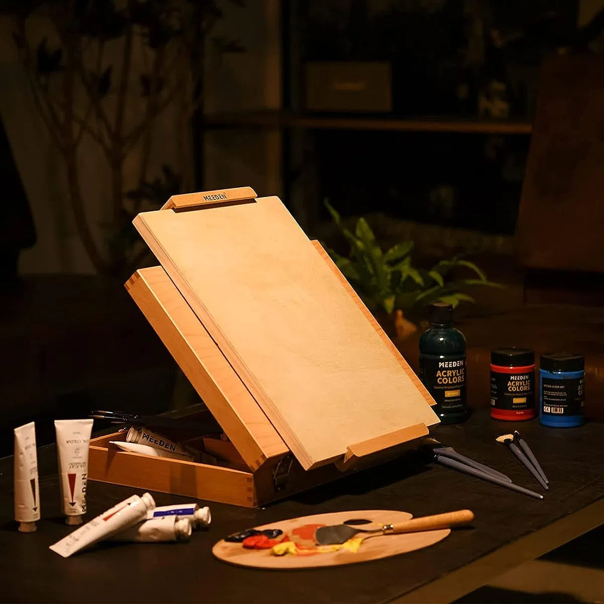 MEEDEN Tablero de lienzo de madera sin acabar: 1-1/2 pulgadas de profundidad, 6 x 8 pulgadas, paquete de 4, tablero de arte de madera en blanco para pintar