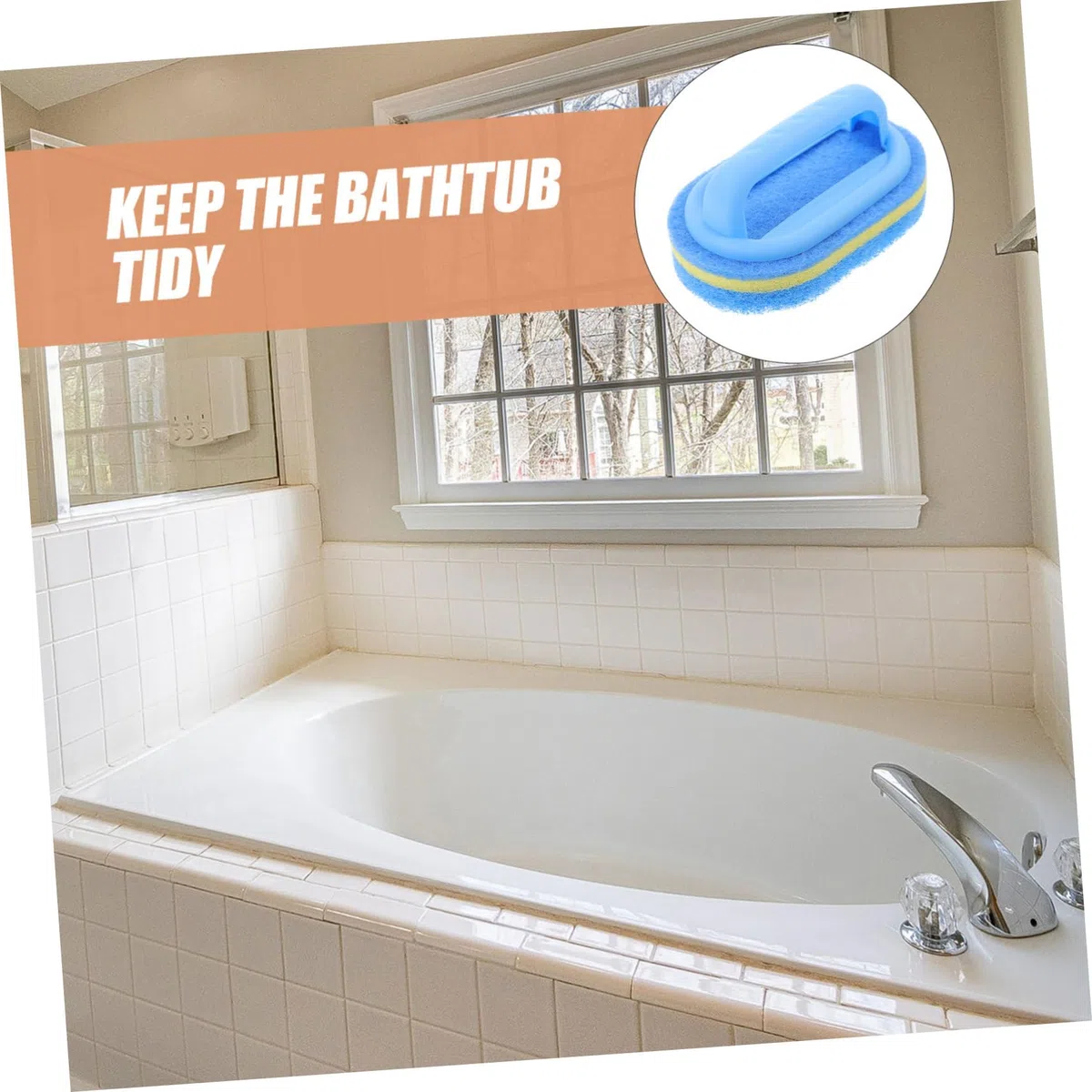 Esponja de Limpieza Mango 2 Piezas Azul para Baño y Cocina, Cepillo Práctico de Esponja, Eliminador de Manchas para Azulejos y Superficies, Uso Doméstico y Profesional