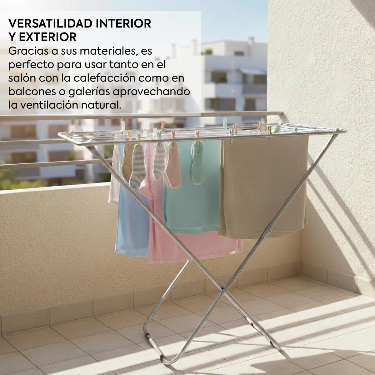 HERSIG - Tendedero Plegable - Tendedero de Ropa - Tendederos Interiores Plegables - Tendedero Interior y Exterior para Ropa con Gran Capacidad de Tendido- Hierro - Color Negro - 10m