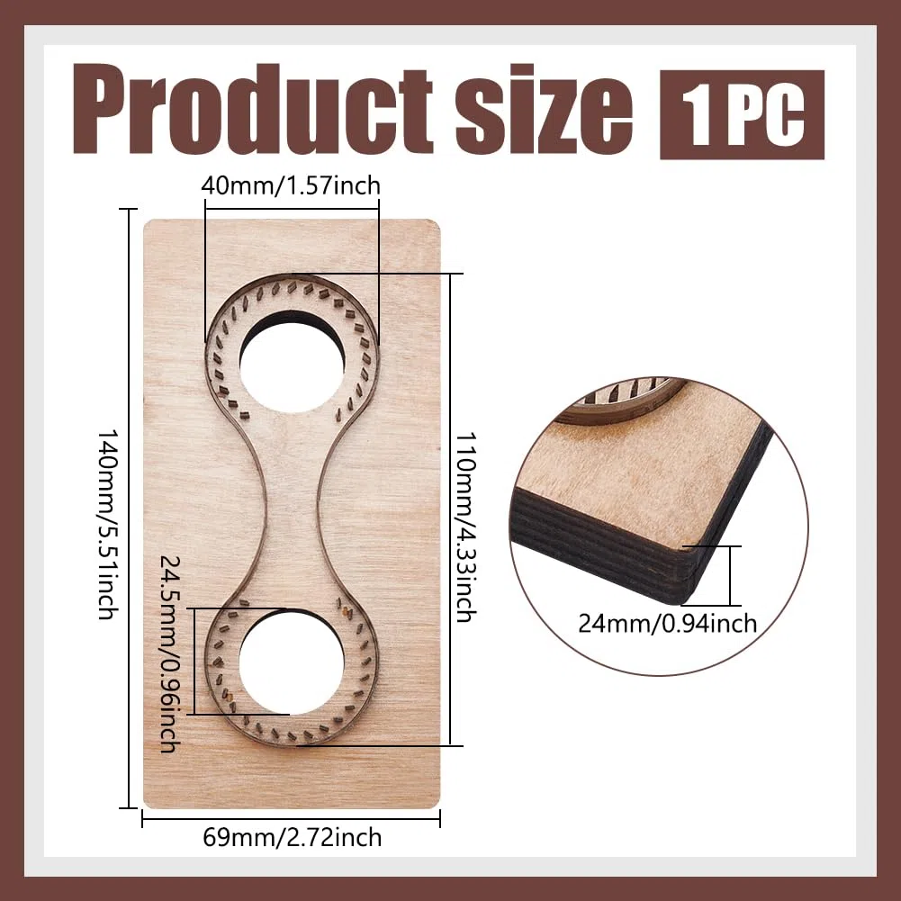 UNICRAFTALE Troquel de cuero para llavero, troqueles de corte de madera para monedero, base de madera lisa, cuchillas afiladas de acero, herramienta de troquelado DIY