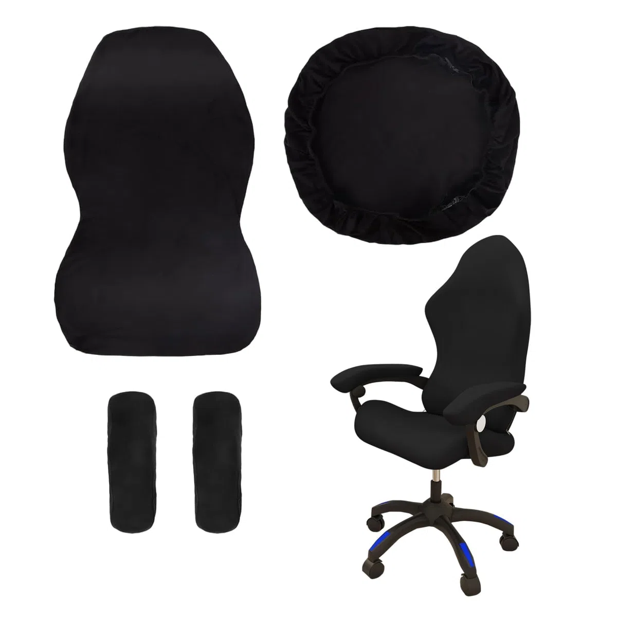 Juegode4 fundas para silla de videojuegos con reposabrazos/respaldo de silla, funda para silla de oficina, antideslizante,extraíble,lavable,buena elasticidad, para sillas de juegos,usw (Negro)