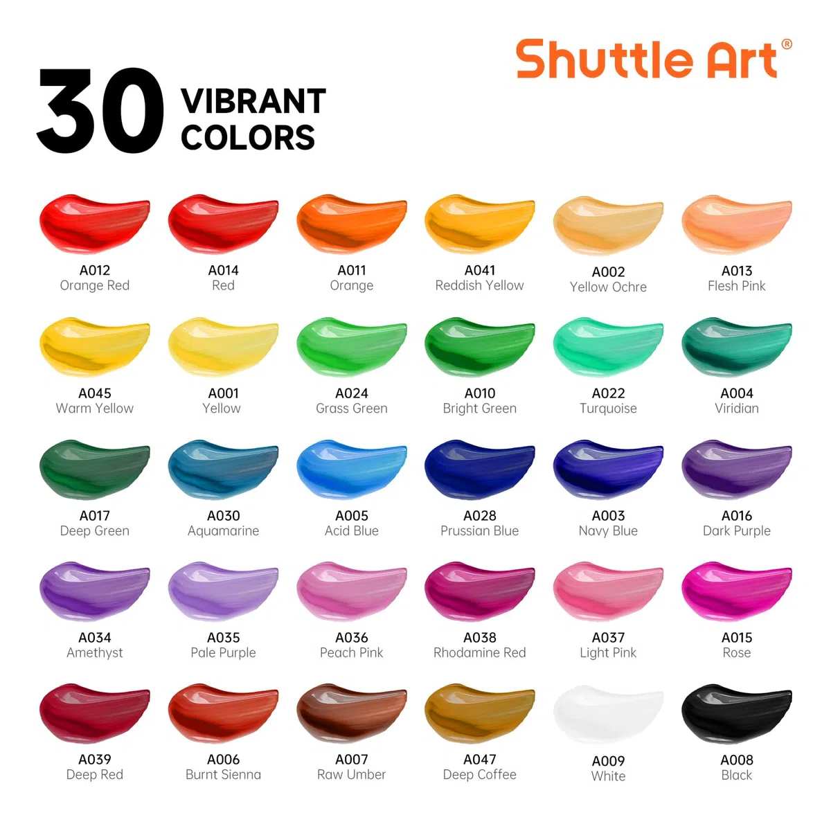Shuttle Art 46PCS Kit Pintura Acrílica, 30 Colores Tubo (12ml) de Acrilicos para Pintar Incluye 10 Pinceles y 3 Lienzos, Pigmentos No Tóxicos, Pintura Acrilica Manualidades Ideal en Lienzo,Tela,Vidrio