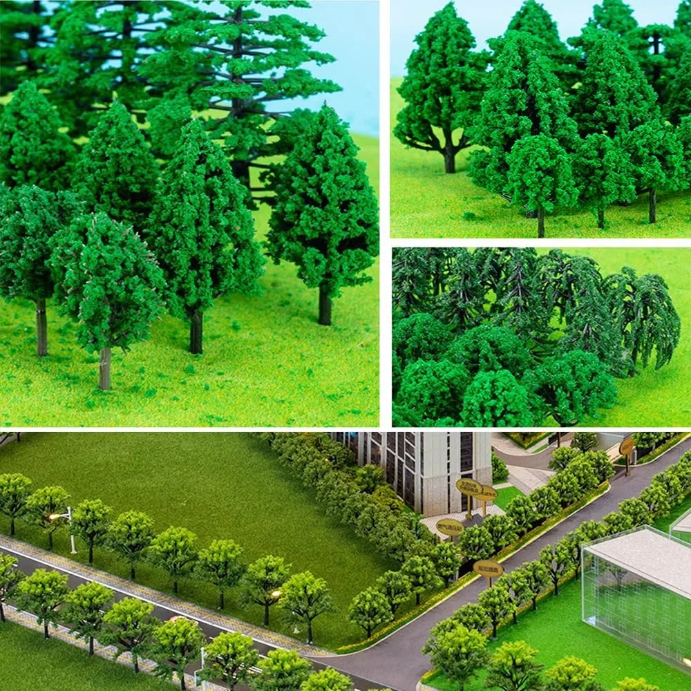 50 Piezas Modelo Árboles en Miniatura, 4-8 cm, Árboles en Miniatura, Modelo Árbol Diorama, Arboles de Arquitectura Paisaje, para MicroPaisaje Decoración (3 Tamaños)