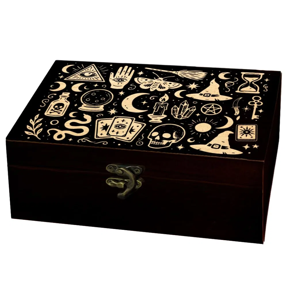 arricraft 1 caja de almacenamiento de recuerdos de madera, caja de tarjetas rectangular de pino para joyas de aniversario, 24 x 14 x 9 cm