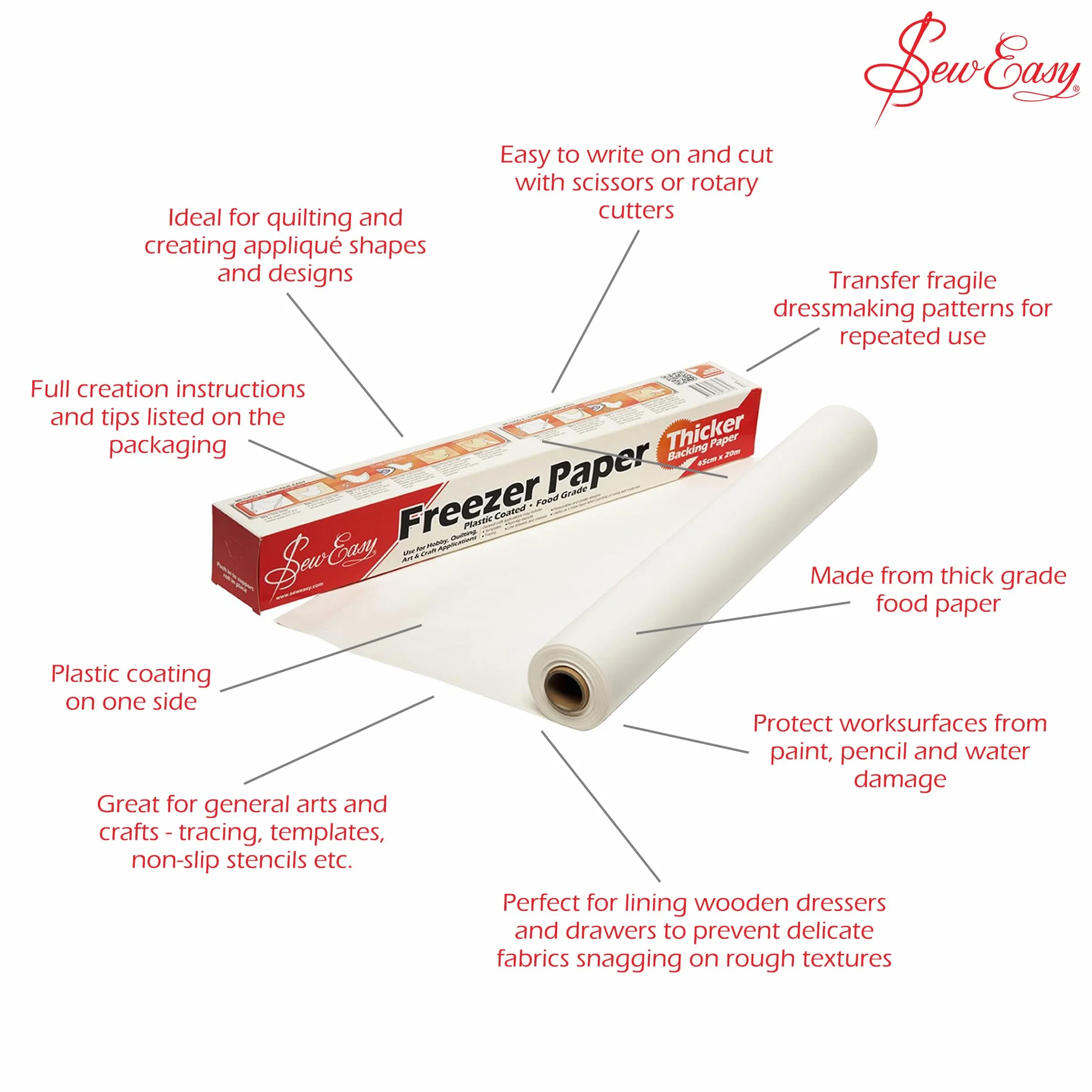 Sew Easy ER9991 - Papel acolchado con revestimiento de plástico, natural, 12,1 m x 381 mm