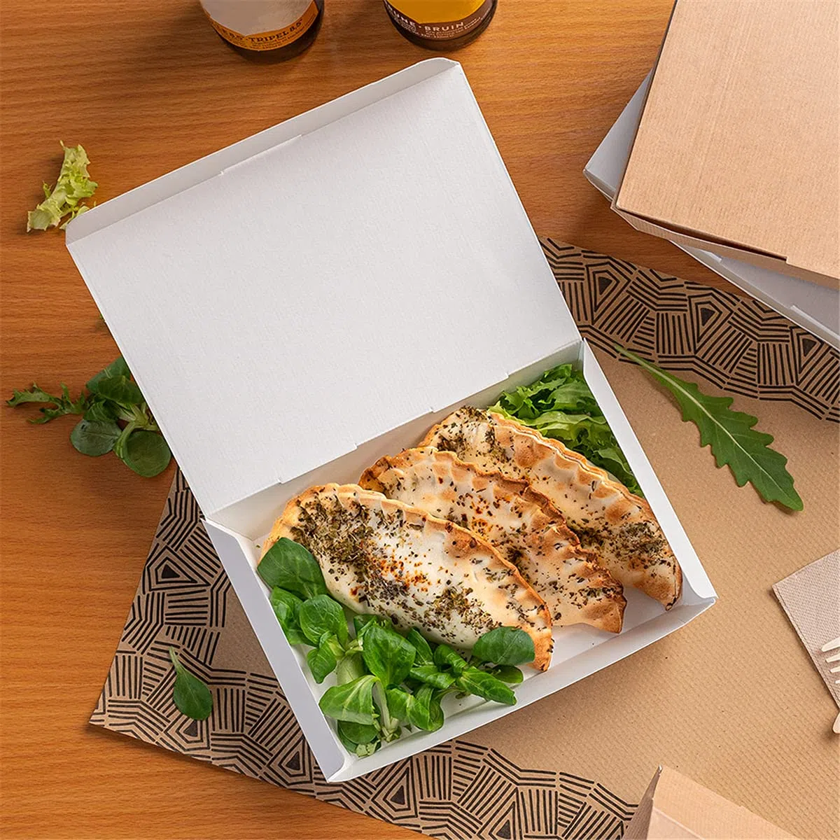 García de Pou 60 unidades - Cajas''Lunch Box'' Tapa 'Thepack' 230 G M2 14X9,7X5 Cm Blanco Cartón Ondulado Nano-Micro