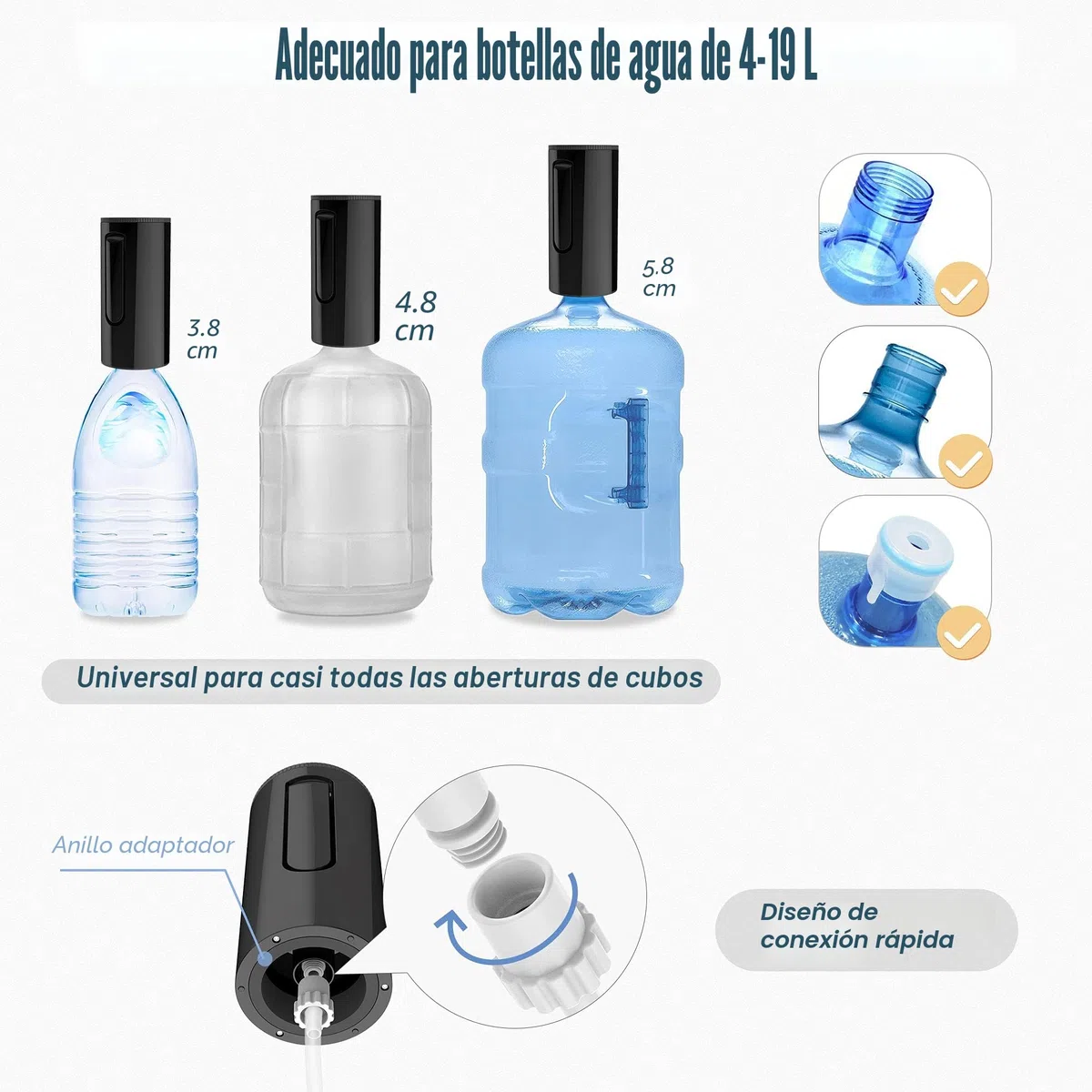YISH Dispensador Electrico De Agua Fria de Garrafa: Bomba de Agua Potable, Dispensador USB Automático Plegable.