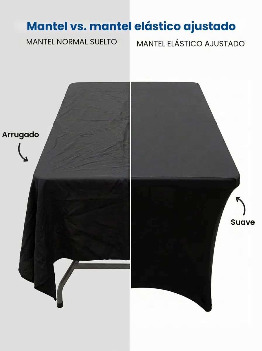Utopia Kitchen 2 Paquetes de Manteles Rectangulares de Poliéster (6 pies - 183 cm) Elásticos de Spandex, Cubre Mesas para Bodas, Bares, Artesanías, Exposiciones (Negro)