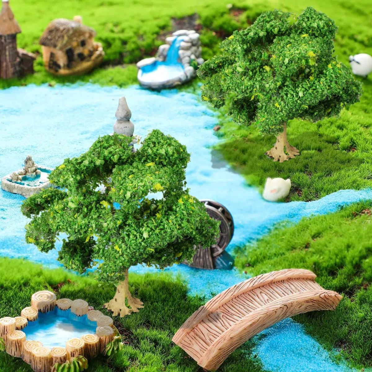 VILLCASE Modelo De Árbol En Miniatura para Paisajes DIY Árboles para Dioramas Y Modelismo Ferroviario Decoración Versátil para Belenes Y Jardines Fácil De Montar 4.72X4.33X3.74In