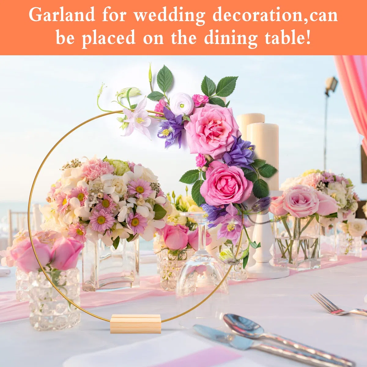6 Piezas Aros de Metal Anillos de Metal para Decoración con Soportes de Madera, Aros Redondos para Atrapasueños Anillo de Metal para Guirnalda para Pared Boda Manualidades Guirnalda Bricolaje