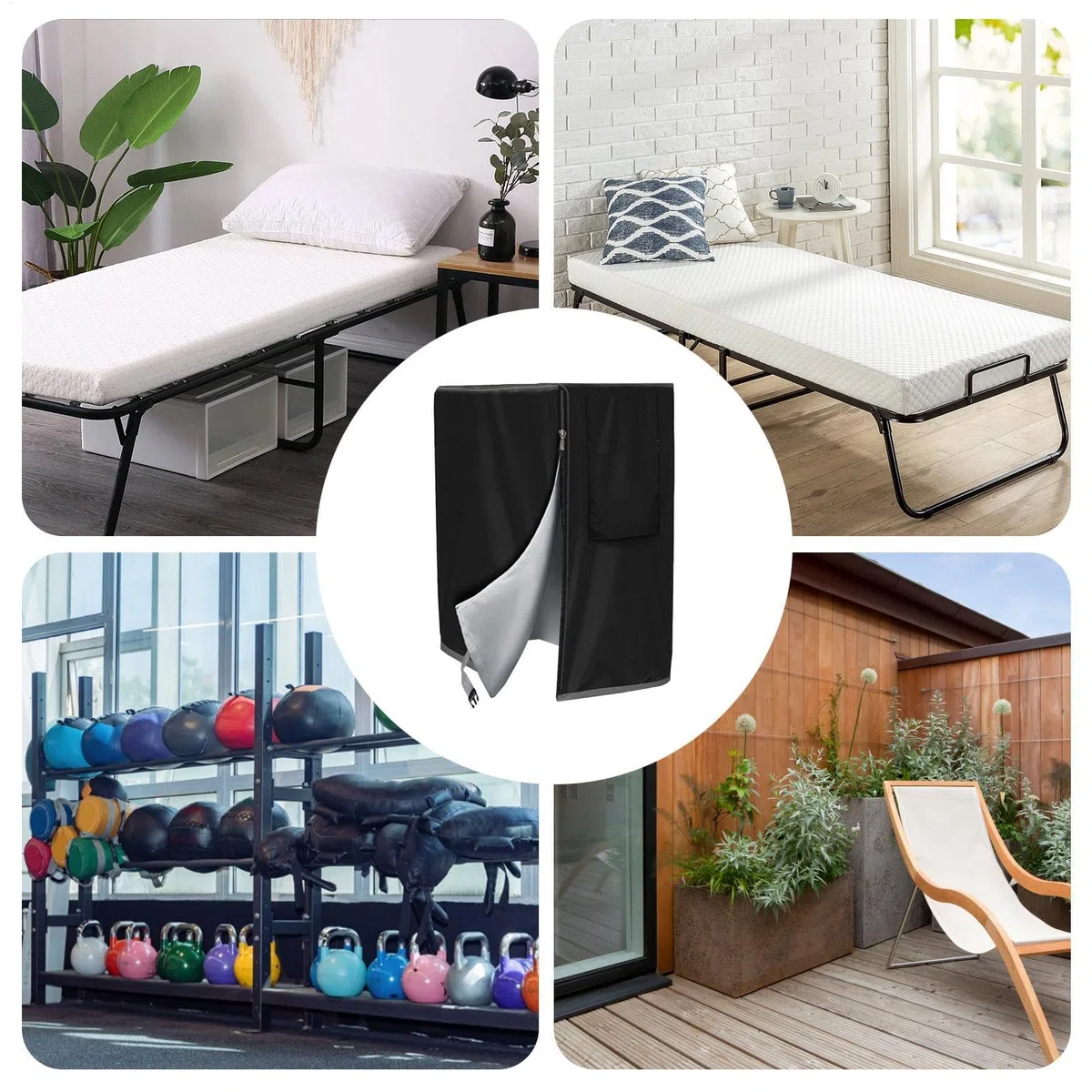 Funda de cama plegable, 210D Oxford impermeable, plegable, cubierta de cama plegable de viaje, cubierta de almacenamiento de bolas de garaje plegable a prueba de polvo para interiores y