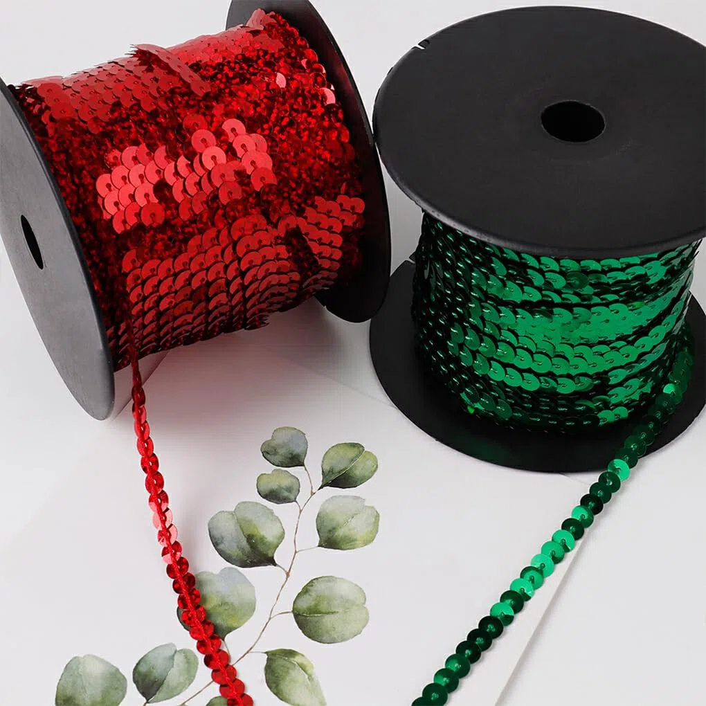 Ailan Cinta Vip, tiras brillantes brillantes, cinta elástica de lentejuelas de 100 yardas, cinta brillante para manualidades, tiras brillantes ABS, A, 6mm 100 yardas