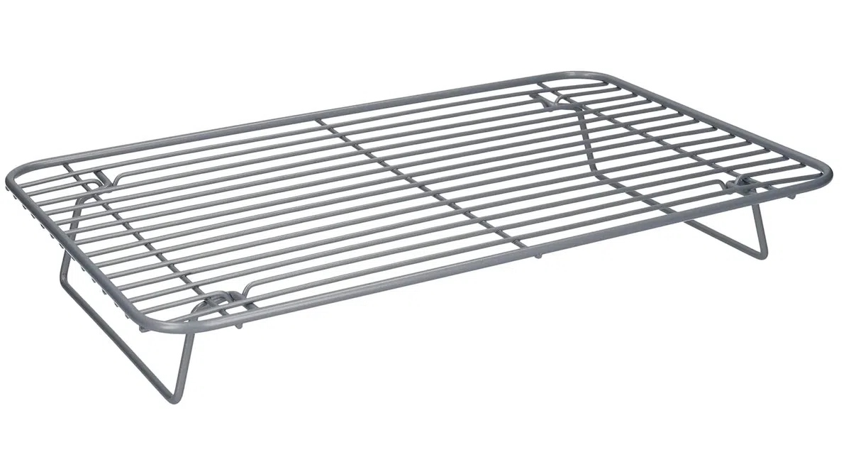MasterClass Smart Ceramic Rejilla para asar/enfriar con revestimiento antiadherente y patas plegables, alambre de acero al carbono, gris, 35,5 x 23 cm