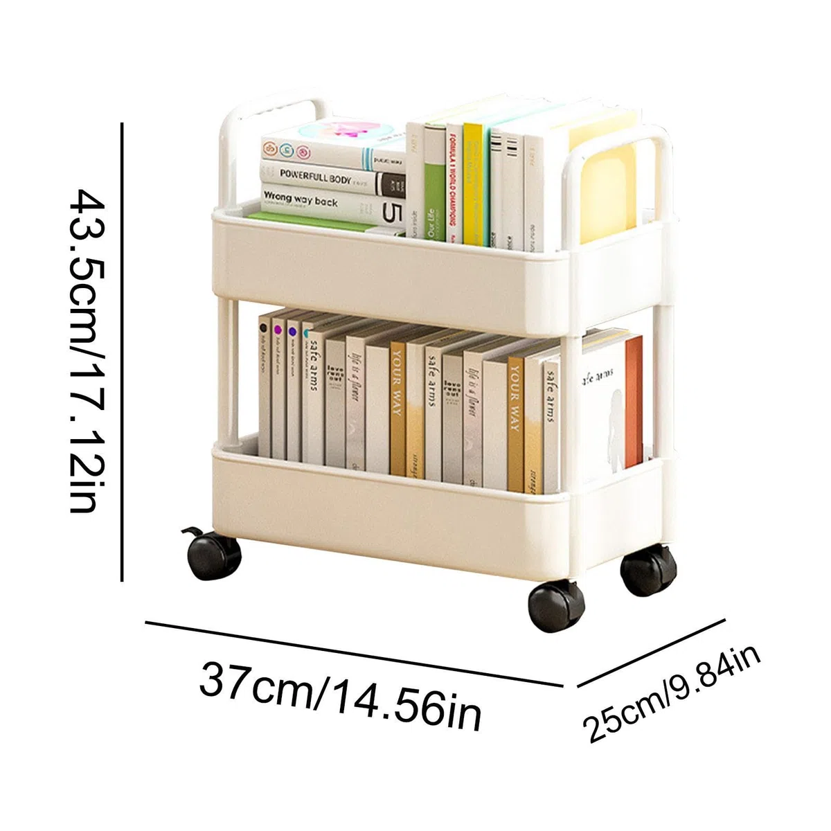 SENZZ estantería móvil, estantería Almacenamiento para Libros, estanterías con Ruedas, Organizador Carrito Libros móvil Multifuncional para Dormitorio, Sala Estar, hogar, Escuela, niños