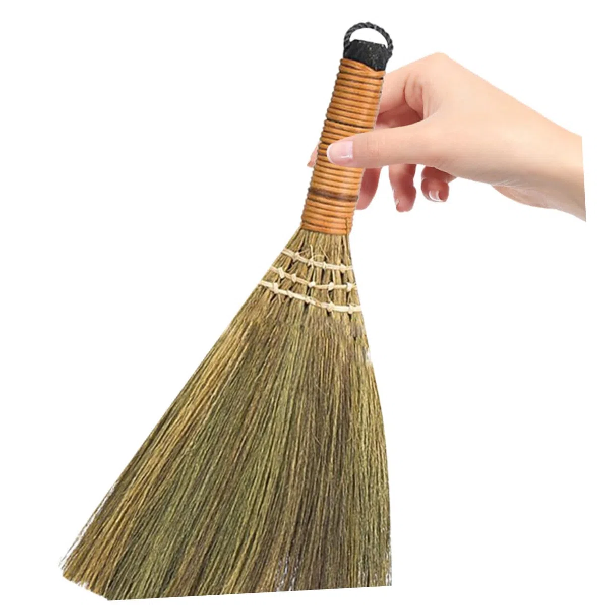 FUOYLOO 2 Escobas de Mano Hogar, Madera Natural, Diseño Liviano, Duraderas y Prácticas, Herramientas de Limpieza Pequeñas Ideales para Interiores