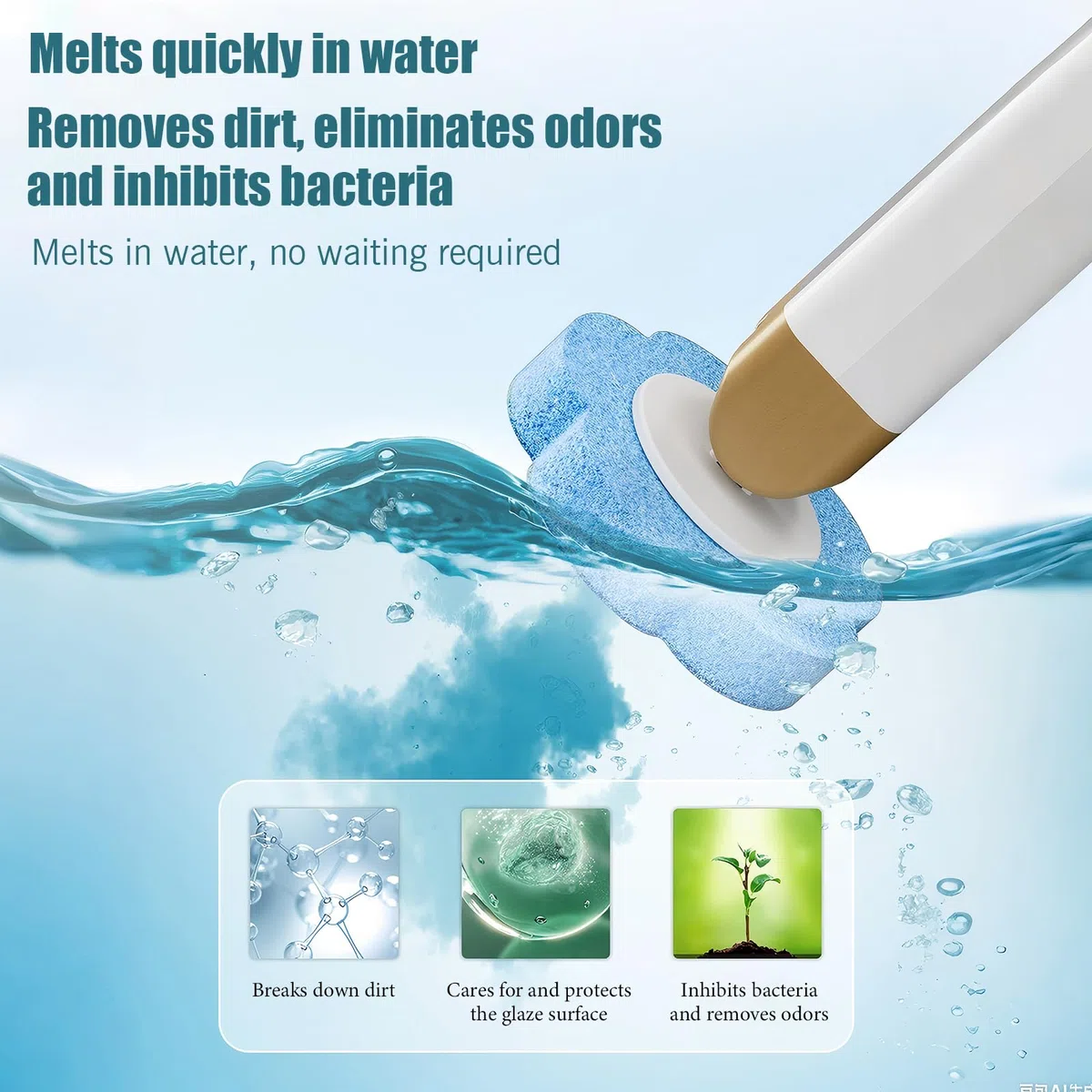 Escobilla Baño Desechable WC, Kit de Palo de Inodoro, Cepillo para Inodoro con 36 Rellenos de Detergente, Kit de Sistema de Limpieza Desechable, Toilet Brush