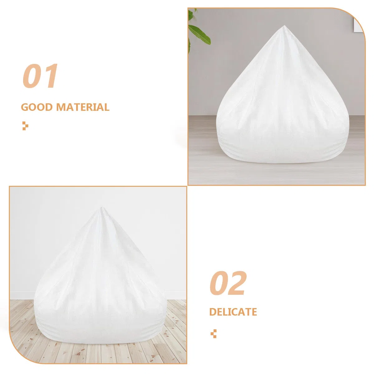 VOSAREA Funda Interior para Sofá Perezoso sin Relleno 130X90X155 CM Bolsa de Tela Resistente para Forro de Puff Accesorio Práctico y Lavable para Muebles de Sala
