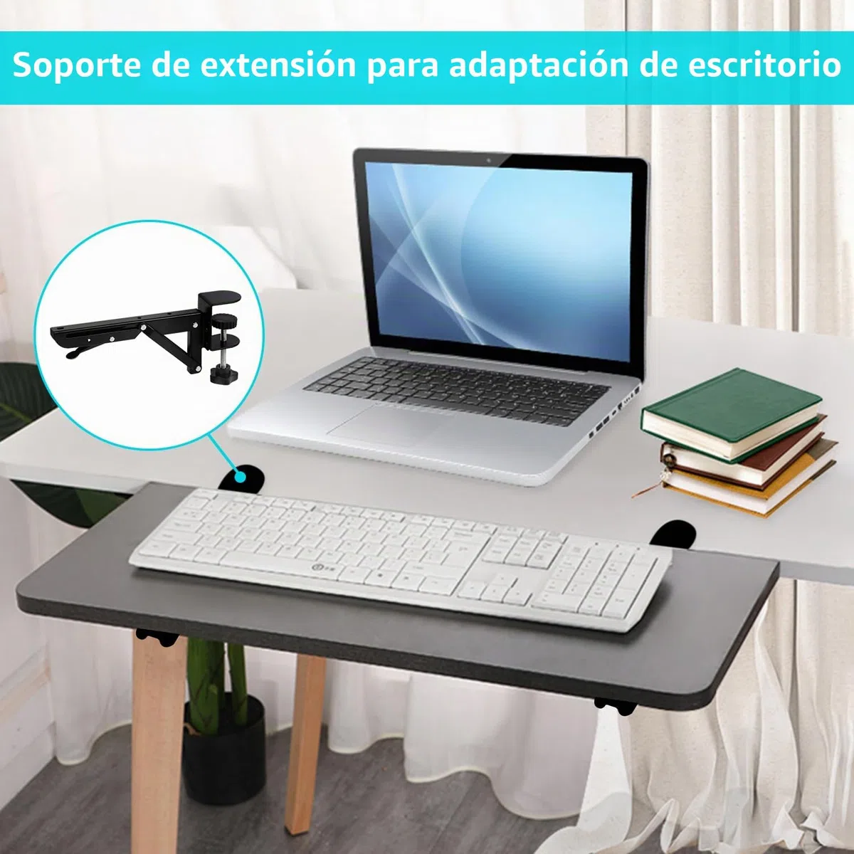 Teclado Plegable Soporte Bandeja Estantería - Estante De Teclado Plegable Abrazadera Ratón Con Ajustable C -Clip, ExtensióN Escritorio Para Mesa, Oficina Bricolaje, 2pcs